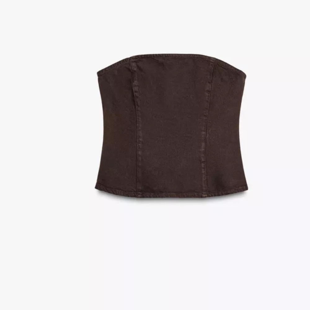 Zara Brown Denim Top - TRF Denim Bandeau Top